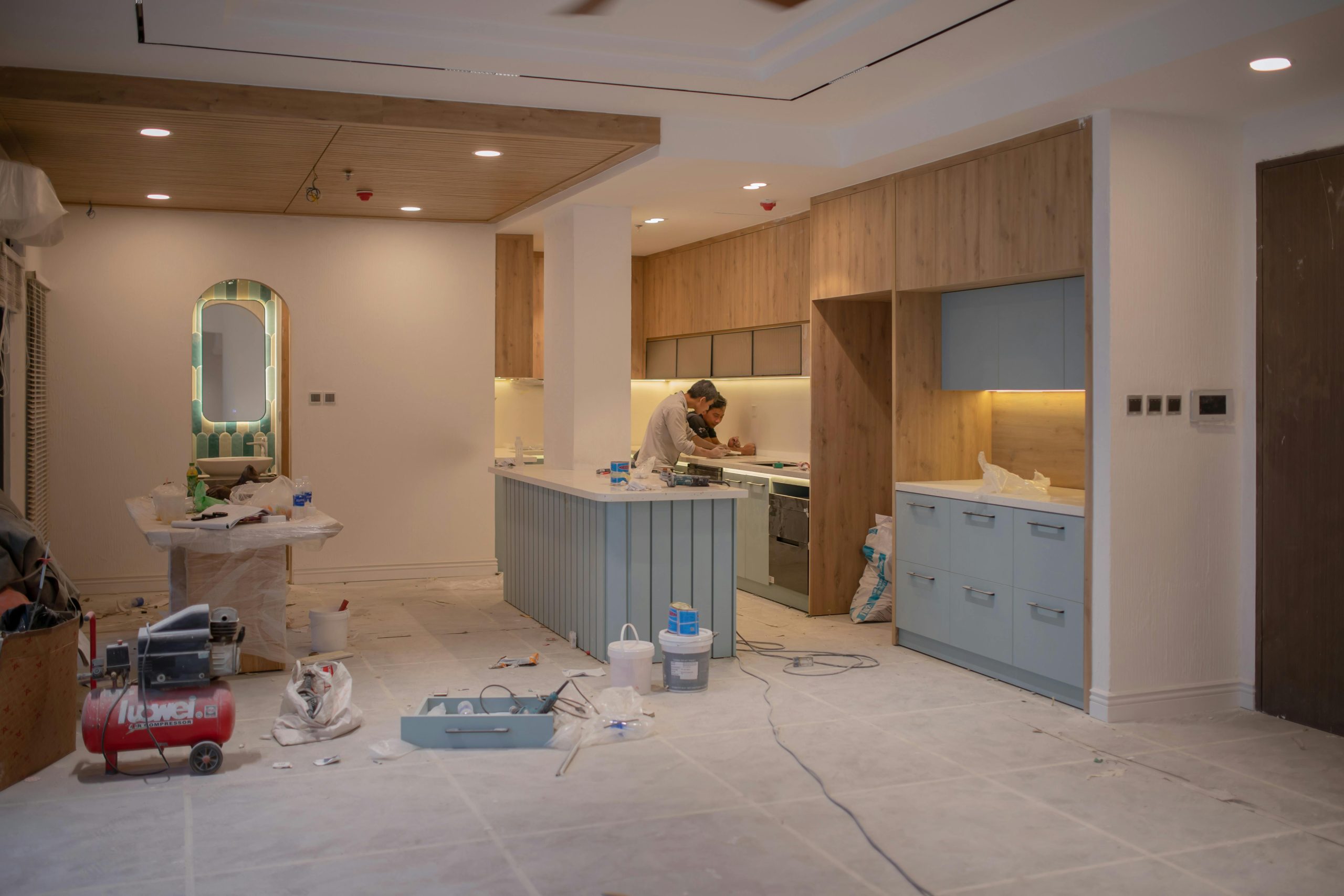Installation hauteur meubles hauts cuisine