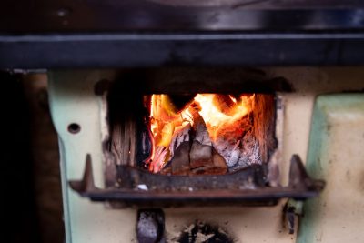Poêle à granulés avec flamme vive